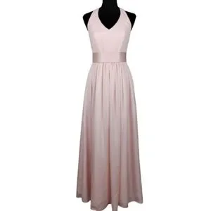 White by vera wang v neck halter gown with cheap sash